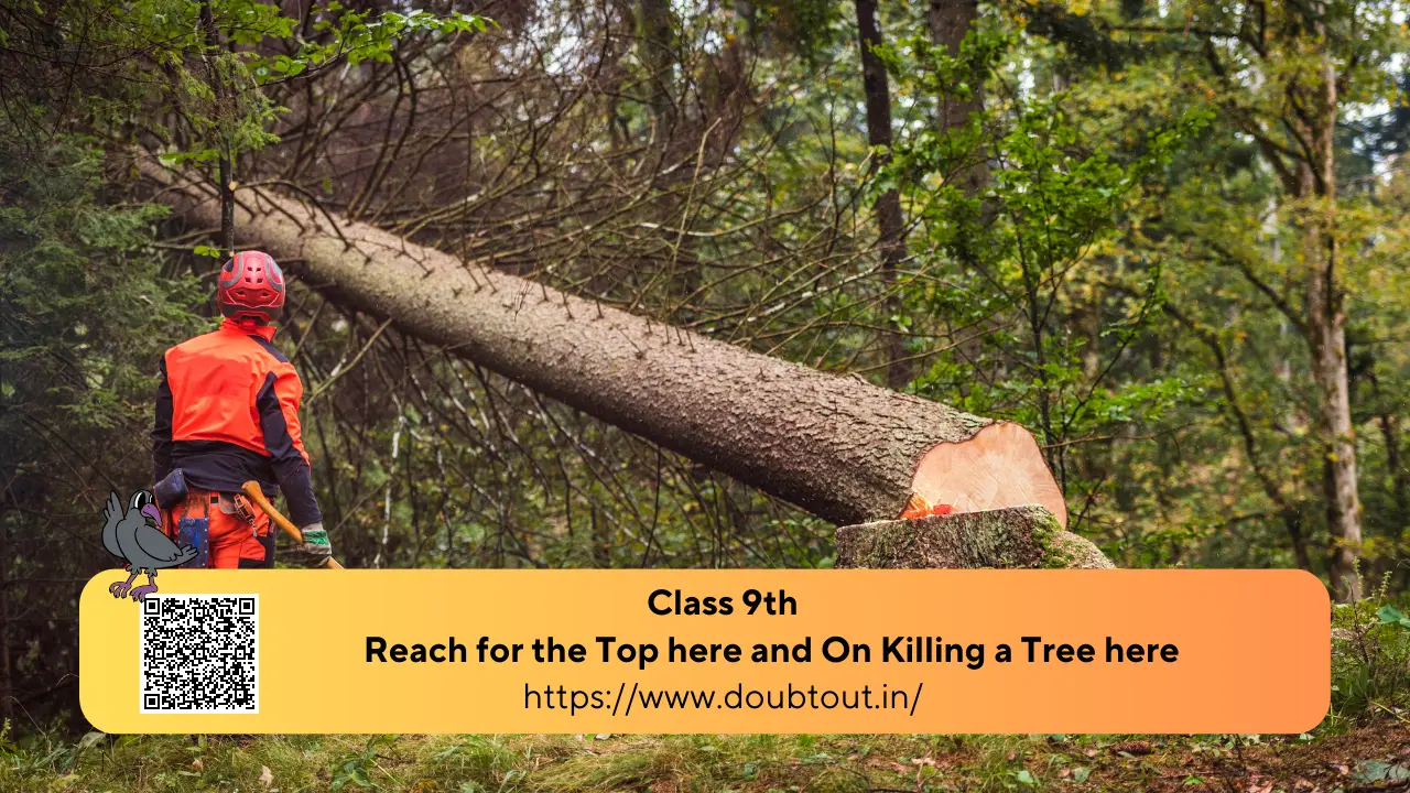 NCERT Solutions for Class 9 English Chapter 8 Reach for the Top here and On Killing a Tree here (Updated Pattern)